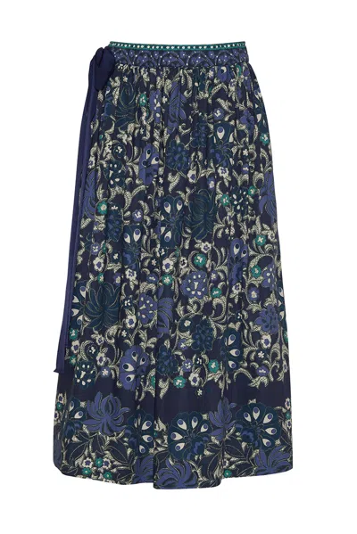 Cara Cara New York Alia Skirt In Blue Bogata Scarf