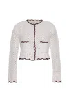 Cara Cara New York Alma Cardigan In Ivory Coffee Scallop Trim