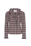 Cara Cara New York Anne Blouse In Tartan Plaid Turtledove