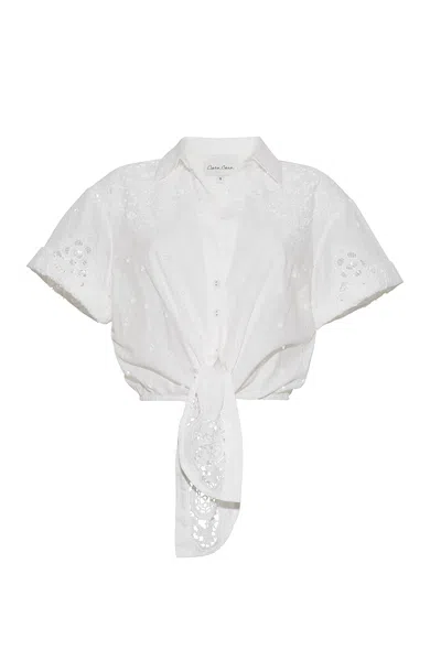 Cara Cara New York Asbury Top In White Embroidered Eyelet