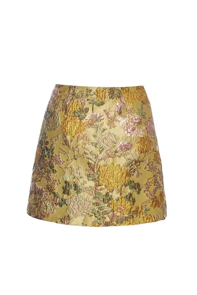 Cara Cara New York Bea Skirt In Floral Matelasse Yellow