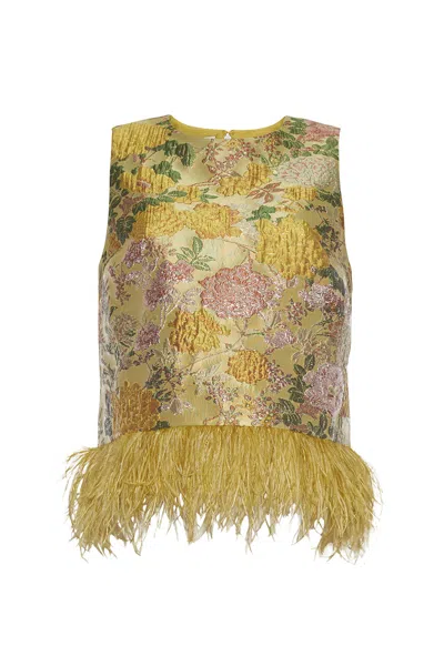 Cara Cara New York Belmond Top In Floral Matelasse Yellow