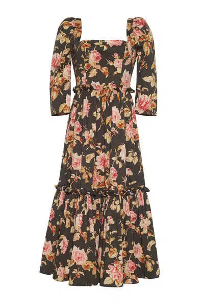 Cara Cara New York Blue Hill Dress In Altha Flora Olive