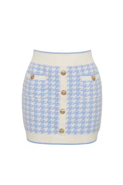 Cara Cara New York Bodie Skirt In Houndstooth Blue