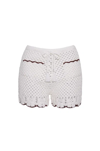 Cara Cara New York Brix Shorts In Ivory Coffee Scallop Trim