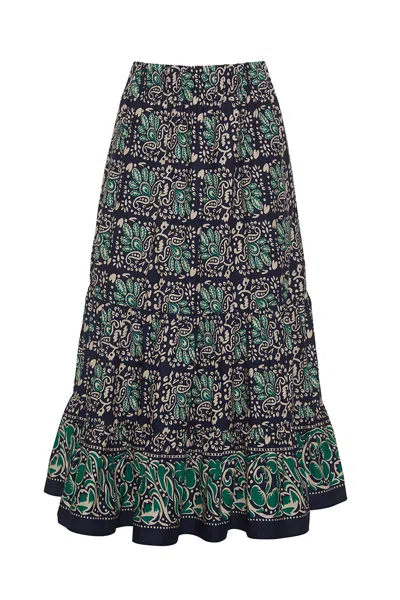 Cara Cara New York Chase Skirt In Le Stampe Eve Blue