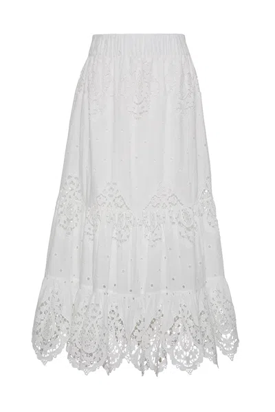 Cara Cara New York Chase Skirt In White Embroidered Eyelet