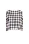 Cara Cara New York Debbie Top In Black Ivory Boucle Grid