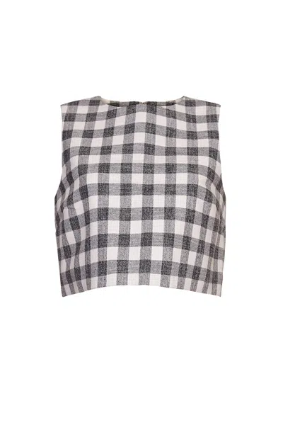 Cara Cara New York Debbie Top In Black Ivory Boucle Grid