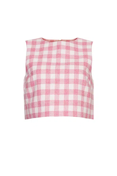 Cara Cara New York Debbie Top In Pink Boucle Grid