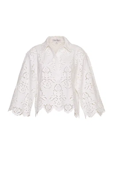 Cara Cara New York Erica Shirt In White Embroidered Eyelet