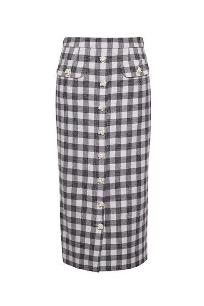 Cara Cara New York Faye Skirt In Black Ivory Boucle Grid