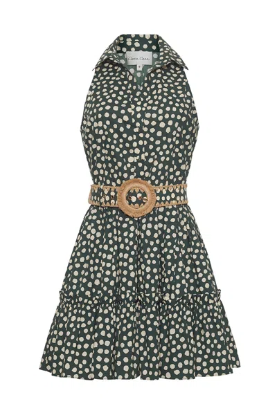 Cara Cara New York Hannah Dress In Abstract Dot Green Turtledove