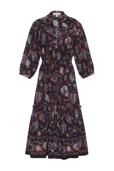 Cara Cara New York Hutton Dress In Marcel Black Coral