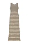 Cara Cara New York Joan Dress In Metallic Ivory Crochet