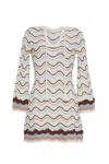 Cara Cara New York Landon Dress In Ivory Wave Multi Crochet