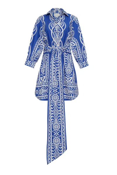 Cara Cara New York Leighton Dress In Rowan Cobalt