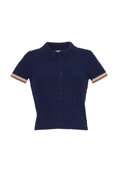 Cara Cara New York Lydia Top In Navy Crochet
