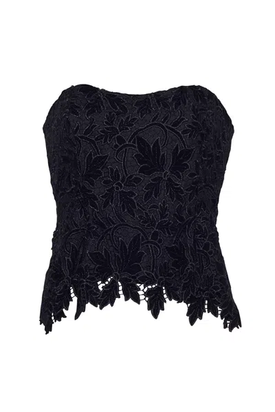 Cara Cara New York Martin Top In Black Velvet Lace