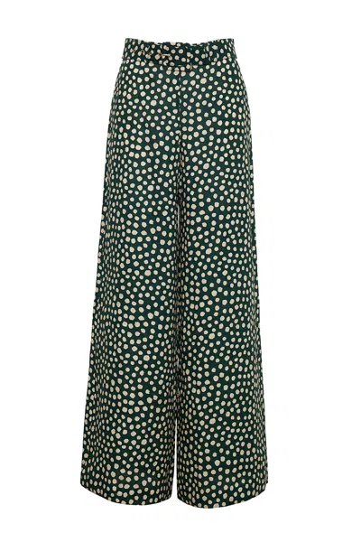 Cara Cara New York Mayflower Pants In Abstract Dot Green Turtledove
