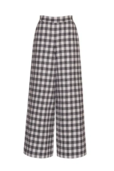 Cara Cara New York Mayflower Pants In Black Ivory Boucle Grid
