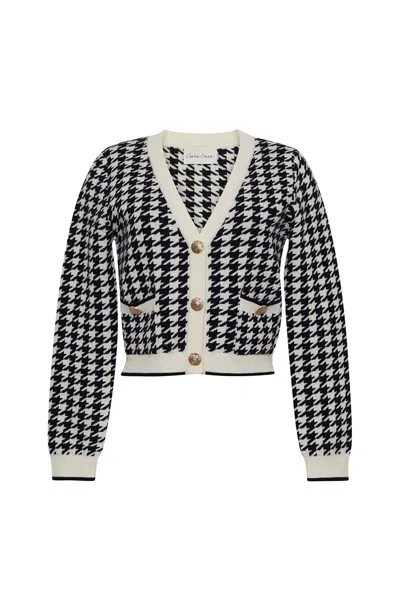 Cara Cara New York Mirna Cardigan In Houndstooth Black