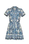 Cara Cara New York Noor Mini Dress In Saltaire Light Blue