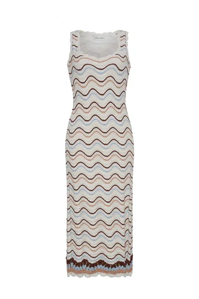 Cara Cara New York Orel Dress In Ivory Wave Multi Crochet