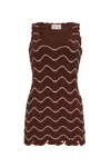 Cara Cara New York Orel Mini Dress In Brown Ivory Wave Multi Crochet