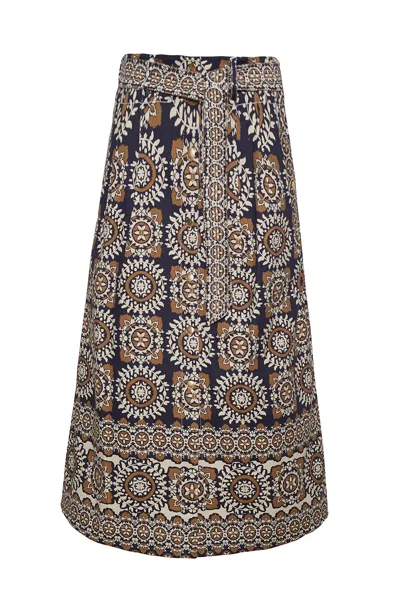 Cara Cara New York Oslo Skirt In Blue Medallion Tile