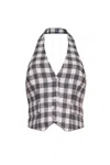 Cara Cara New York Prescott Top In Black Ivory Boucle Grid