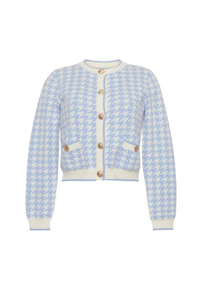 Cara Cara New York Priscilla Cardigan In Houndstooth Blue