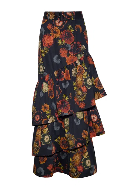 Cara Cara New York Priya Skirt In Black Harvest Bloom
