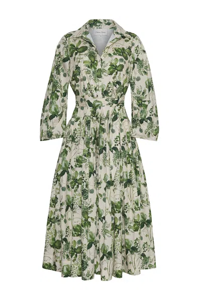 Cara Cara New York Raya Dress In Olive Hanging Orchids