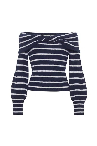 Cara Cara New York Salma Top In Navy Ivory Stripe