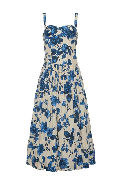 Cara Cara New York Santiago Dress In Altha Flora Stone