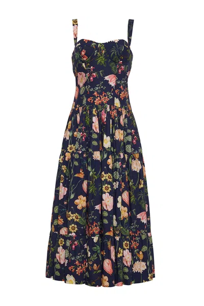 Cara Cara New York Santiago Dress In Stems Evening Blue