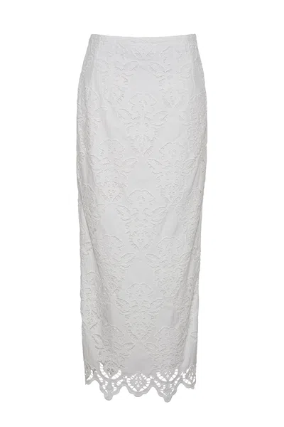 Cara Cara New York Sienna Skirt In White Scroll Emblem