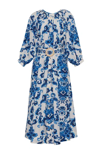 Cara Cara New York Simone Dress In Fiore Evening Blue