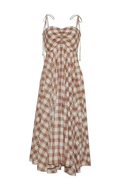Cara Cara New York Sunray Dress In Sketched Plaid Brown