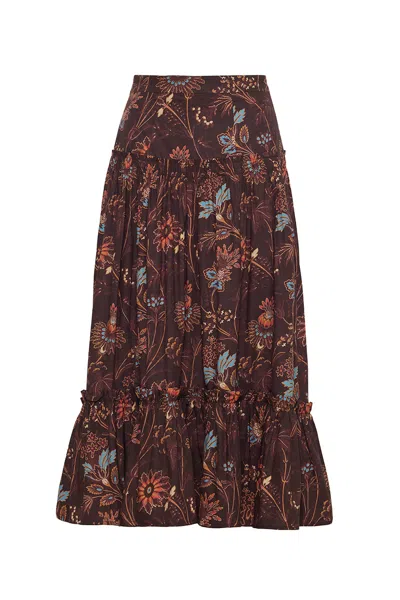 Cara Cara New York Tisbury Skirt In Brown Vine Blooms