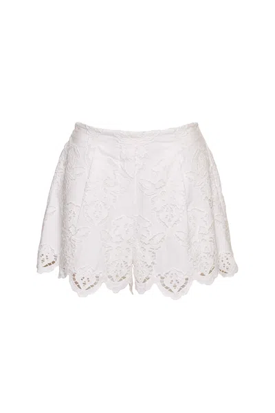 Cara Cara New York Trish Shorts In White Embroidered Eyelet