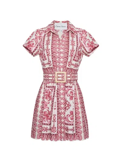 Cara Cara Noela Scarf-print Mini Dress In Red