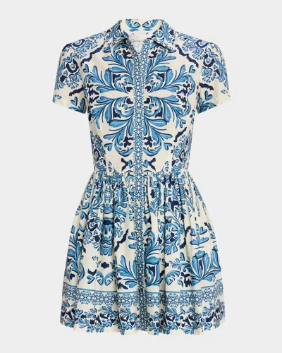 Cara Cara Noor Short-sleeve Mini Dress In Blue