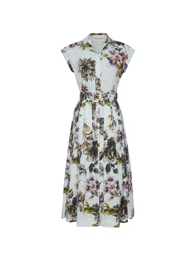 Cara Cara Octavia Belted Floral-print Midi Dress In Blue