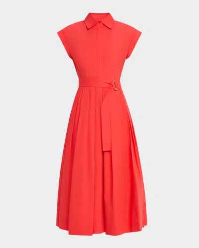 Cara Cara Octavia Floral Cap-sleeve Dress In Red