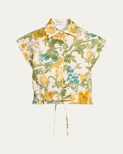 Cara Cara Octavia Top Flora Meadow Ivory In Green
