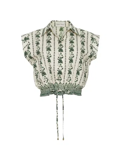 Cara Cara Octavia Floral-print Shirt In Green