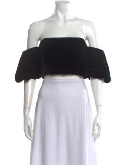 Pre-owned Cara Cara Off-the-shoulder Short Sleeve Crop Top In Black