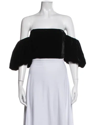 Pre-owned Cara Cara Off-the-shoulder Short Sleeve Crop Top In Black